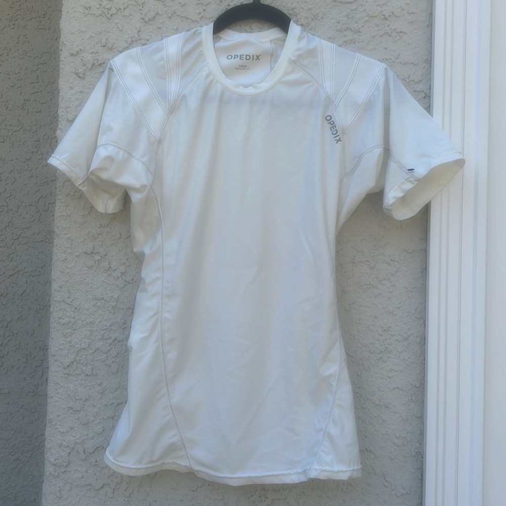 OPEDIX Men's White Compression Posture Crew Short Sleeve Shirt Men's Size L